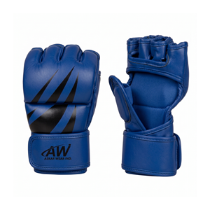 อัสคาร์ เวียร์ อินด์ ถุงมือ MMA หนัง PU สีน้ำเงิน แบบครึ่งนิ้ว ปิดด้วยเวลโคร อุปกรณ์ฝึกศิลปะการต่อสู้ - Product Image 4