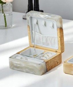 Resin Pearl Glow Resin And Maple Wood Jewelry Box Handmade Luxury Organizer <b>Keepsake</b> Storage Case With Resin Crafts - Product Image 1