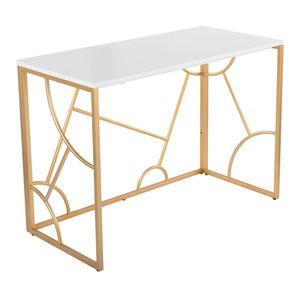 Escritorio contemporáneo Constellation en metal dorado y madera blanca - Product Image 1