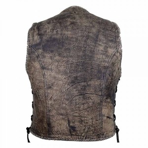 Gilet en cuir gris vieilli vintage pour homme, style gothique steampunk, sans manches, avec boucles sur le devant, pour motard, personnalisable, fourniture OEM - Product Image 5