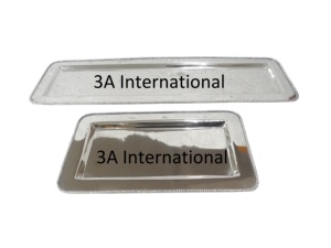Bandeja de Servir Ovalada Redondeada de Diseño, Chapada en Oro 3A Internacional, con Asas de Mármol, Acabado Metálico Pulido, al Precio Más Bajo - Product Image 6