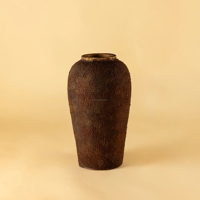 Nouvelle Arrivée Vase de Sol Art Déco Post-moderne Blanc et Marron en Céramique et Terre Cuite, Fait Main, pour Entrée, Bureau, Décoration Intérieure et Mariage