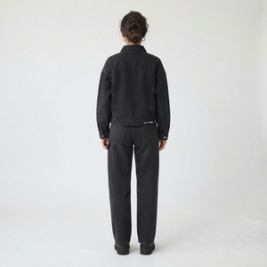 Women Black Denim Jacket And <b>Cargo</b> Jeans Set Casual Two Piece Matching Outfit Streetwear <b>Vintage</b> Workwear Clothing - Product Image 2