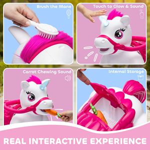 Auto Cavalcabile Unicorno per Bambini e Bambine da 1,5-3 Anni, 12V con Giocattolo a Forma di Carota, Pettine e Suoni di Animali - Product Image 5