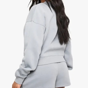 Ensemble de survêtement empilé en coton 100 % coupe classique de haute qualité pour femme, personnalisable, par le fabricant – Pantalon de jogging et sweat à capuche vierges - Product Image 4