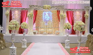 Magnifique décoration florale de mandap pour mariage, magnifique mandap de mariage avec fleurs blanches, fleurs de mariage tendance, piliers de mandap, États-Unis - Product Image 5