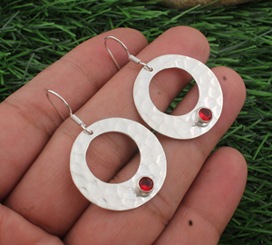 Pendientes de Plata de Ley 925 con Cuarzo Rubí para Mujer, Grado 5A, Gema Rojo Intenso, Joyería de Lujo para Fiestas, Venta al por Mayor - Product Image 2