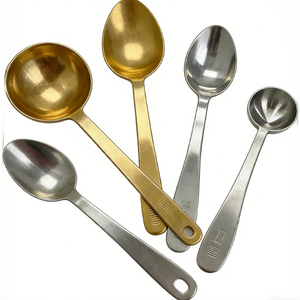 Ensemble de cuillères à mesurer vintage en métal doré, 4 pièces, durables, à long manche, accessoires de cuisine, cuillère à mesurer durable - Product Image 5