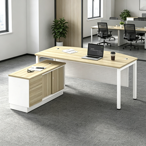 Bureau de direction rectangulaire moderne et minimaliste, durable, autoportant, mobilier de bureau à usage commercial, structure en acier blanc - Product Image 1