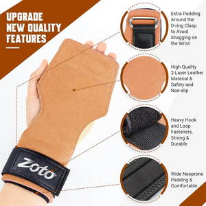 Guantes de Gimnasio de Cuero Grueso Antideslizantes, Protectores de Palmas para Levantamiento de Pesas, Fabricante de Guantes de Fitness para Fisicoculturismo - Product Image 3