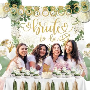 Decorazioni per Addio al Nubilato Verde Salvia, Sfondo per Festa, Pompon, Palloncini di Carta 'Bride Be Back' per un Matrimonio Perfetto - Product Image 3