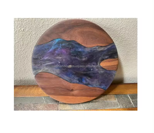 Sous-verre en résine et bois poli brillant fait à la main taille personnalisée forme ronde Style classique nouvelle conception vente sur tapis et coussinets - Product Image 6