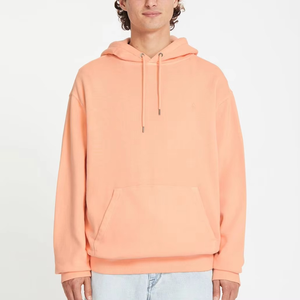 เสื้อฮู้ดผู้ชายทรงโอเวอร์ไซส์ สีคอรัล ผ้าฟลีซ สีพื้น สวมใส่สบาย ทรงปกติ เหมาะสำหรับฤดูใบไม้ร่วง - Product Image 4
