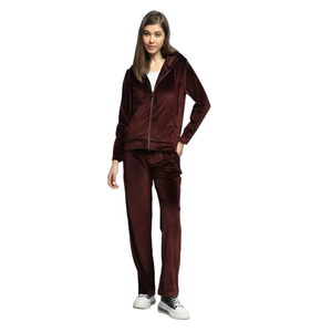 Conjunto Deportivo de Terciopelo para Mujer, con Capucha, Corte Holgado, Color Sólido, Informal, con Bolsillos, para Todas las Temporadas, 100% Poliéster - Product Image 1