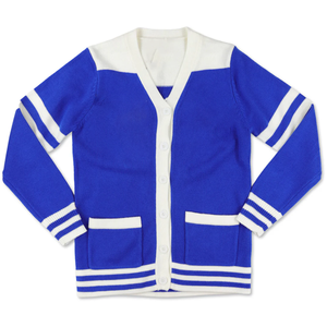Cardigans tricotés à col en V pour hommes ZBP, bleu et blanc, à manches longues, en acrylique, avec fermeture boutonnée, pour l'automne, vente en gros, personnalisables - Product Image 1