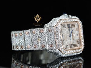 นาฬิกาข้อมือ Pahal Jewels หรูหรา ประดับเพชร ทรงสี่เหลี่ยมจัตุรัส ระบบจักรกล ขนาด 40 มม. ตัวเรือนสแตนเลสสตีล แสดงวันที่อัตโนมัติ แบบอนาล็อก สำหรับทั้งชายและหญิง - Product Image 4