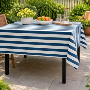 ผ้าปูโต๊ะลายทางสีน้ำเงินและสีขาว ผ้าปูโต๊ะลายทางสไตล์ทะเลสีน้ำเงินและสีขาวสำหรับงานแต่งงาน ผ้าปูโต๊ะลายทางผ้าฝ้าย - Product Image 5