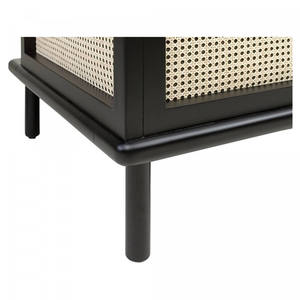 Modern Rattan Dining <b>Chair</b> with <b>Black</b> Solid Teak Wooden Legs and Perforated Backrest for Home Furniture - Product Image 6