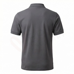 Polo en piqué 100% coton gris à manches courtes pour homme, décontracté, respirant, coupe classique, design tricoté uni - Product Image 2