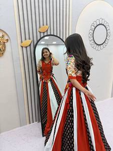 LAHENGA KEDIYU ( CHOLI ) PURE COTTON INNER <b>MICRO</b> COTTON REAL MIRROR WORK SUIT - Product Image 6