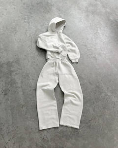 ชุดวอร์ม2ชิ้นเสื้อมีฮู้ดไหล่และกางเกงขาตรงทรงโอเวอร์ไซส์ - Product Image 1