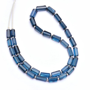 Perles de topaze bleue naturelle facettées en forme de tube, 8 mm-12 mm, qualité AAA, pierres précieuses fantaisie pour bijoux. - Product Image 1