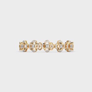 IGI Certified Princess & Round Diamond Clover Motif Diamond Link Bracelet in 18K Yellow / White / Rose Gold - Product Image 1
