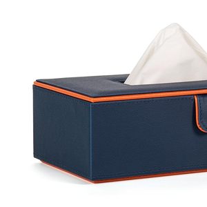 Boîte à mouchoirs en cuir bleu pour voiture, support de boîte à mouchoirs, porte-mouchoirs en papier pour voiture, compatible avec toutes les voitures, boîte à mouchoirs de bureau - Product Image 3