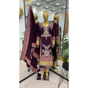 Women's Beautiful Top-Bottom and Dupatta <b>Set</b> with Heavy Embroidery Cording Sequence Work - Product Image 4