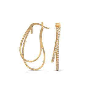 Boucles d'oreilles créoles torsadées couleur or avec diamants synthétiques pour femme, idéales pour anniversaire, mariage, fête - Product Image 3