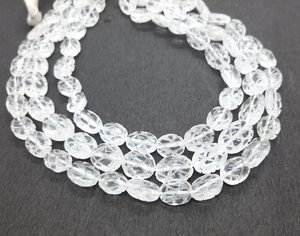 ลูกปัดคริสตัลควอตซ์ทรงรีแกะสลักด้วยมือขนาด 8-12 มม. ลูกปัดพลอยคริสตัลควอตซ์ 13 นิ้ว ลูกปัดควอตซ์ทรงรีธรรมชาติสำหรับทำเครื่องประดับ - Product Image 1