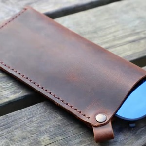 Étui à lunettes en cuir véritable léger et classique de luxe, résistant aux rayures, fourniture professionnelle B2B LGC-0166 - Product Image 4