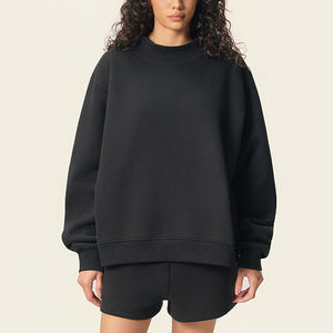 Wholesale Price Ladies <b>Mock</b> <b>Neck</b> Long Sleeve Sweatshirt Soft Cotton Blend Loose Fit Winter Fashion Pullover <b>Top</b> Custom Front - Product Image 5