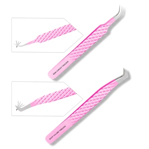 Pinzas de extensión de pestañas de acero inoxidable con Etiqueta Privada, diseño único, recubierto de polvo, herramientas de pestañas puntiagudas curvas, producto de belleza - Product Image 5