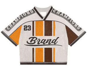 เสื้อกีฬาคอวีผ้าตาข่ายหลายเฉดสี พิมพ์ลายด้วยเทคนิค Sublimation แห้งเร็ว ระบายอากาศได้ดี  สำหรับออกกำลังกาย พิมพ์ลายตัวอักษรด้านหน้า แขนสั้น - Product Image 1