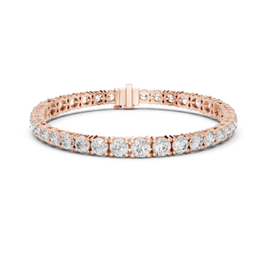 Pulsera de tenis clásica chapada en oro de 14 quilates con diamantes de laboratorio de corte brillante redondo, de eternidad completa, regalo de lujo para ella - Product Image 1
