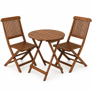 Solid Teak Wood Outdoor Bistro Set <b>Folding</b> <b>Table</b> and Chairs for Garden Patio Resort Villa - Product Image 1