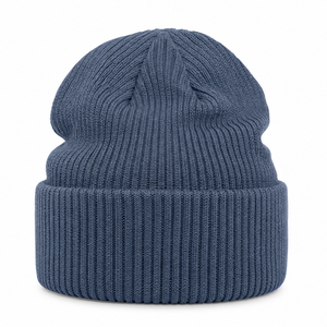 Wholesale Plain Solid Slate <b>Blue</b> Folded Cuff Knit <b>Beanie</b> Unisex Warm Ribbed <b>beanies</b> - Product Image 1