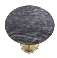 Table basse ronde moderne en pierre avec pieds en métal et plateau en marbre, durable et facile à nettoyer, pour salon, restaurant, hôtel, salle de séjour