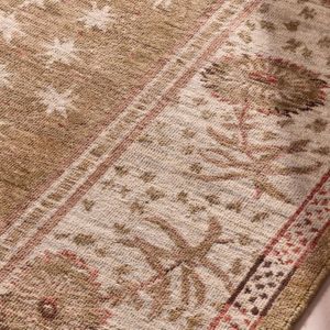 Hand Knotted Persian Floral Low Pile Anti-Slip Washable Eco-Friendly PET Friendly Home Rug Classic Oushak Design Brown Afgan - Product Image 4