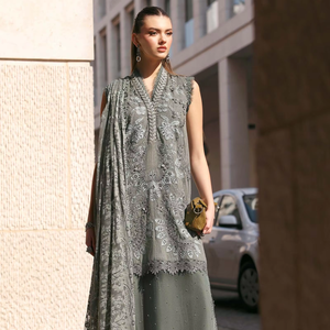 Ladies Party Wear Pakistani Indian Suit Lace <b>Sequined</b> Embroidered Handmade A-Line Contrast Color Knee-Length Ball Gown Wedding - Product Image 1