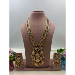 Indian Ethnic Aarika Heritage Gold Plated Bridal Long Necklace & Earring Set - Product Image 1