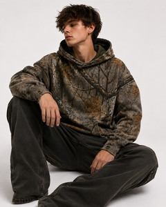 Pull à capuche en polaire tricoté pour homme, motif camouflage numérique, écologique, avec poches, poids lourd 350g, séchage rapide, pour l'extérieur - Product Image 2