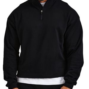 Sudadera de hombre de corte holgado y extragrande con media cremallera, manga larga, cuello alto, estilo deportivo casual con ribete en contraste - Product Image 3