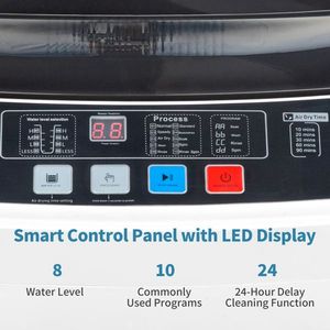 Lavatrice portatile compatta a carico superiore 10 programmi 8 selezioni di livello dell'acqua 17.8 Lbs di capacità lavatrice completamente automatica LED - Product Image 2