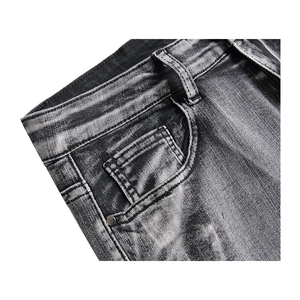 Jean en denim noir délavé coupe slim pour homme, taille mi-haute, en coton, style décontracté, jambe droite, idéal pour l'automne - Product Image 3