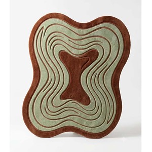 Tapis de sol à contour irrégulier, moderne, vert et marron, abstrait, en laine, forme organique, tufté, décoration minimaliste pour la maison, doux - Product Image 4