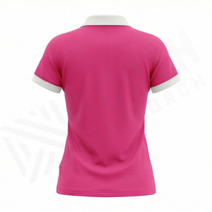 <b>Women</b> Pink <b>Polo</b> T <b>Shirt</b> Short Sleeve SOLID Color Casual Knitted Fabric Regular Length White Collar And Cuffs Woman <b>Polo</b> T <b>Shirt</b> - Product Image 2