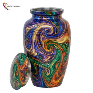 Premium Colourful Swirl Marble Design Metal Cremation Urn Durable Decorative Funeral Memorial <b>Jars</b> for Keepsake Adult Ashes Urns - Product Image 3