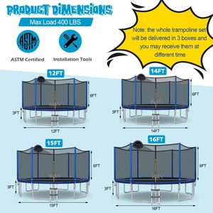 Trampolino da Esterno per Attività Ricreative 12Ft con Rete di Sicurezza - Product Image 4